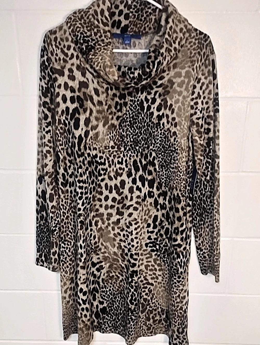 Apt. 9 Leopard Print Soft Knit Midi Dress Pockets Large NWT